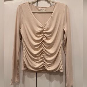 Wishlist Cream Ruched Long Sleeve Top